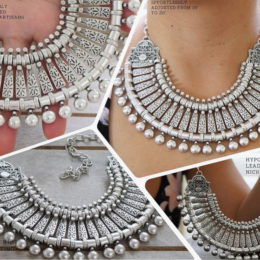 Gypsy Boho Bib Choker Coin Necklace Gothic Chunky Silver Statement NEW - Picture 5 of 8
